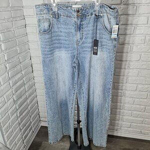 NWT Habitual Emmette High Rise Wide Leg Ladies Size 20 Light Wash Blue Jeans